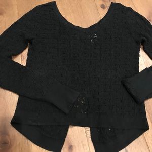 NWOT Frenchi crochet black sweater